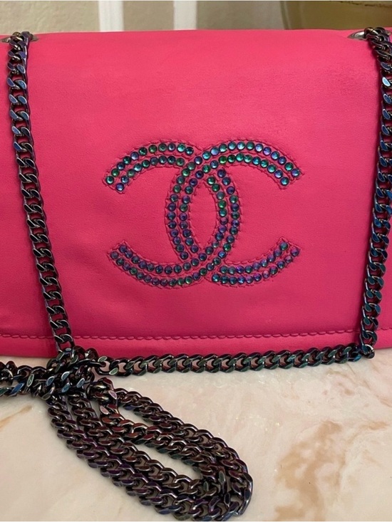 CHANEL Handbags - CHANEL Hot Pink Small Flap Crossbody with Iridescent Crystal CC